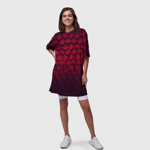 Платье-футболка 3D Чешуя красного дракона, цвет 3D печать - фото 5