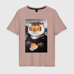 Мужская футболка хлопок Oversize Тигр - Мона Лиза