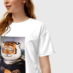 Женская футболка хлопок Oversize Тигр - Мона Лиза - фото 2