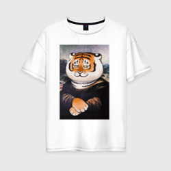 Женская футболка хлопок Oversize Тигр - Мона Лиза