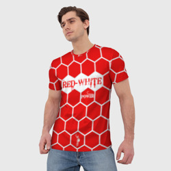 Мужская футболка 3D Красно-Белая Сила - фото 2