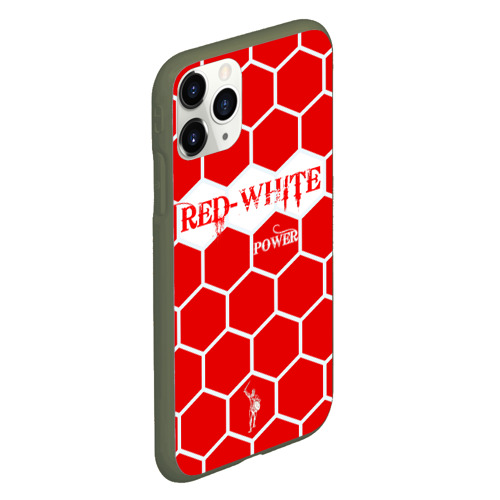 Чехол для iPhone 11 Pro матовый с принтом Красно-Белая Сила, вид сбоку #3