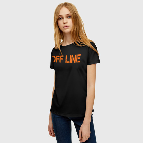 Женская футболка 3D с принтом Офлайн/offline, фото на моделе #1