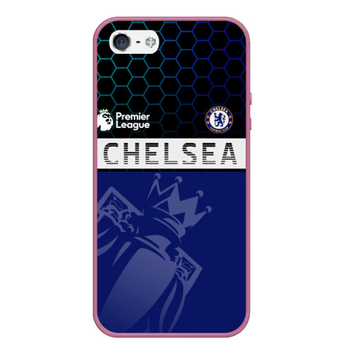 Чехол для iPhone 5/5S матовый FC Chelsea London ФК Челси Лонон, цвет розовый