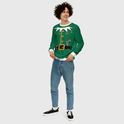 Свитшот с принтом Christmas Elf Outfit для женщины, вид на модели спереди №3. Цвет основы: белый