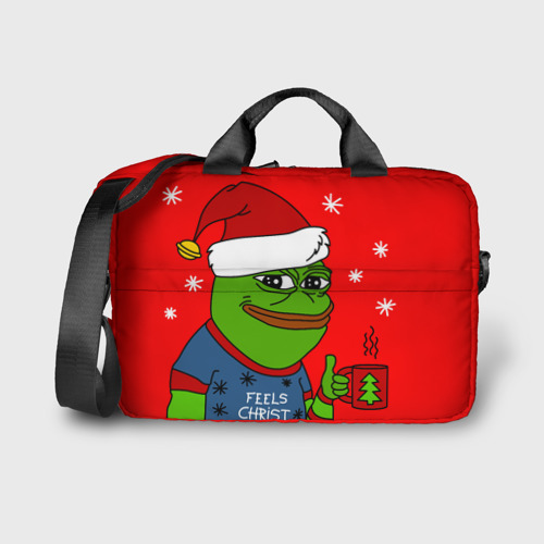 Сумка для ноутбука 3D Pepe New Year - Pepe the Frog, цвет 3D печать