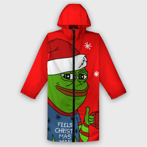 Мужской дождевик 3D Pepe New Year - Pepe the Frog, цвет белый