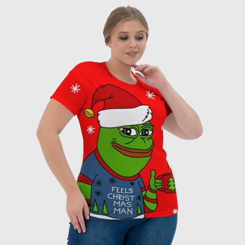 Женская футболка 3D с принтом Pepe New Year -  Pepe the Frog, фото #4