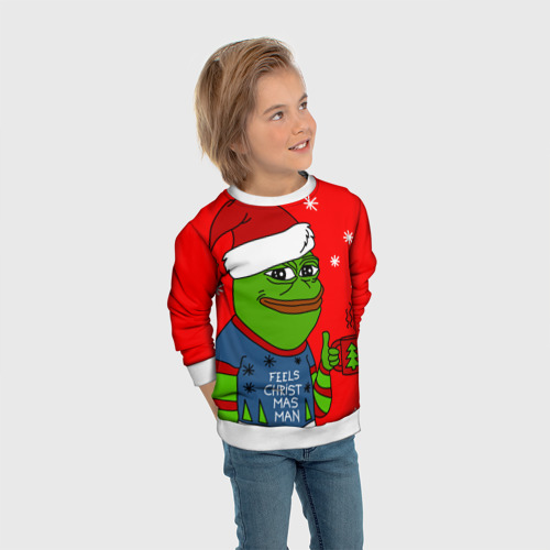 Детский свитшот 3D Pepe New Year - Pepe the Frog, цвет 3D печать - фото 5