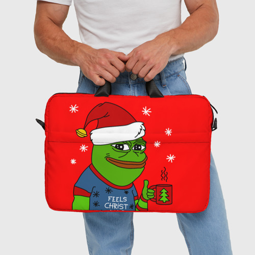 Сумка для ноутбука 3D Pepe New Year - Pepe the Frog, цвет 3D печать - фото 5