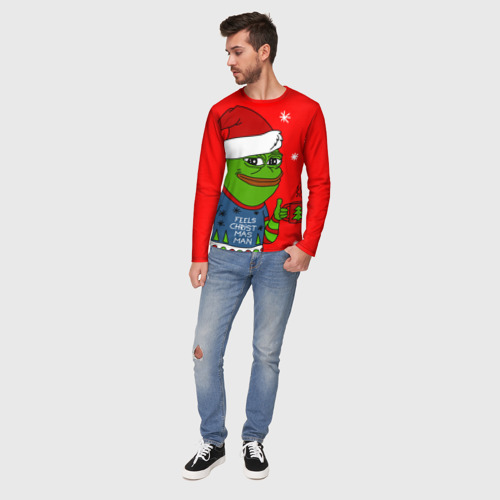 Мужской лонгслив 3D Pepe New Year - Pepe the Frog, цвет 3D печать - фото 5