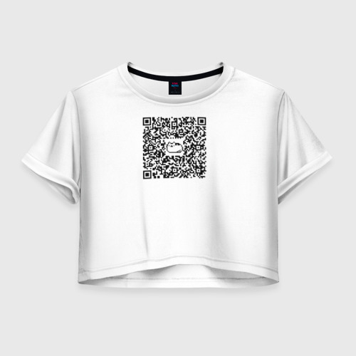 Женская футболка Crop-top 3D Я QR-кот, гуляю где вздумается!, цвет 3D печать