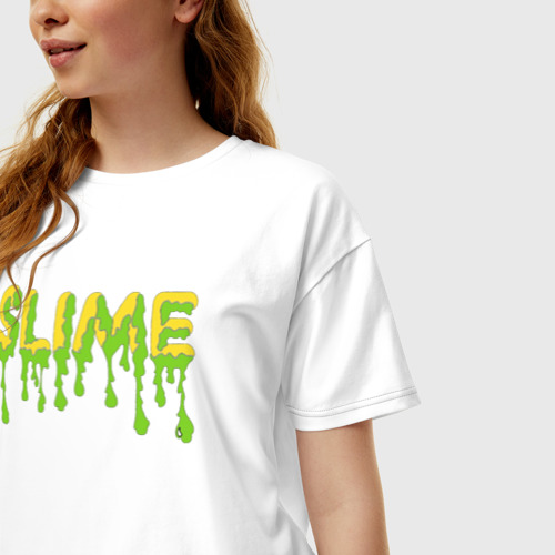 Женская футболка хлопок Oversize SLIME!, цвет белый - фото 3