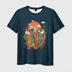 Мужская футболка 3D Осенний Закат