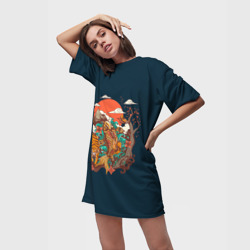 Платье-футболка 3D Осенний Закат - фото 2