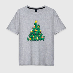 Мужская футболка хлопок Oversize Christmas Tree Made Of Green Cats