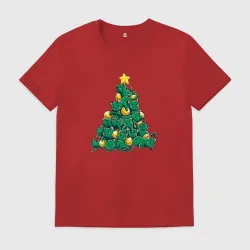 Мужская футболка хлопок Christmas Tree Made Of Green Cats