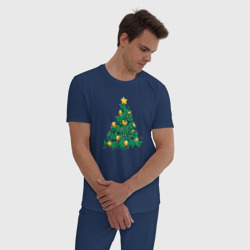 Мужская пижама хлопок Christmas Tree Made Of Green Cats - фото 2