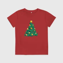Детская футболка хлопок Christmas Tree Made Of Green Cats