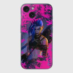 Чехол для iPhone 15 силиконовый с защитой камеры Jinx v2 Arcane LoL