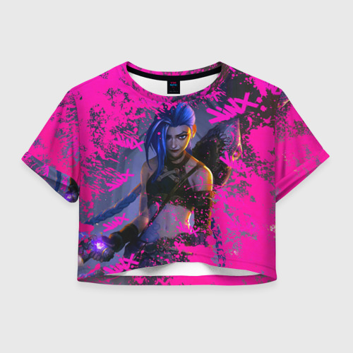 Женская футболка Crop-top 3D Jinx v2 Arcane LoL, цвет 3D печать