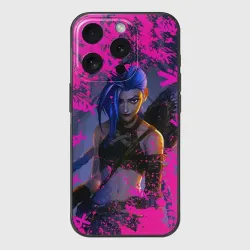 Чехол для iPhone 15 Pro силиконовый с защитой камеры Jinx v2 Arcane LoL