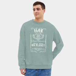 Мужской свитшот oversize без начеса хлопок Игорь в стиле Джек Дэниэлс - фото 2