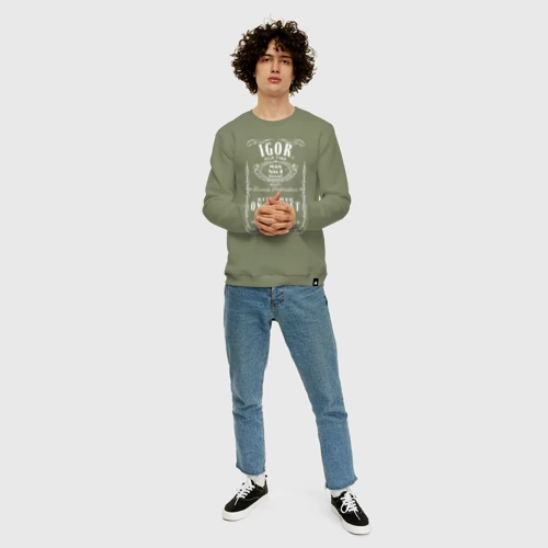 Мужской свитшот хлопок с принтом Игорь в стиле Джек Дэниэлс, фото #4