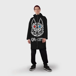 Дождевик унисекс 3D QR кот в стерео очках - фото 2