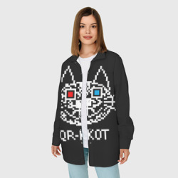 Женская рубашка oversize 3D QR кот в стерео очках - фото 2