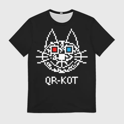 Мужская футболка 3D QR кот в стерео очках