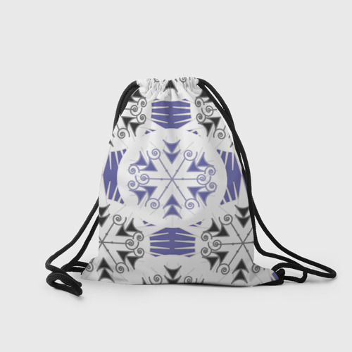 Рюкзак-мешок 3D Острый белые снежинки на сиреневом фоне - фото 2