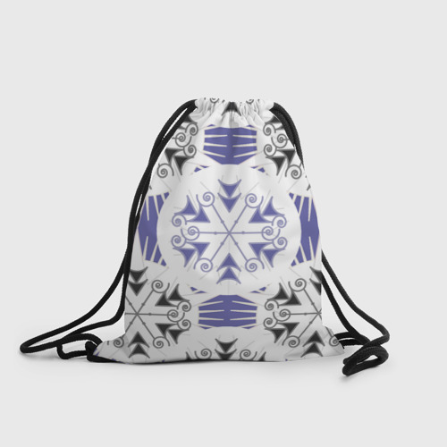 Рюкзак-мешок 3D Острый белые снежинки на сиреневом фоне