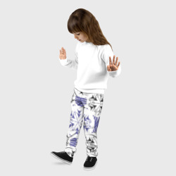 Детские брюки 3D Острый белые снежинки на сиреневом фоне - фото 2