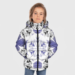 Зимняя куртка для мальчиков 3D Острый белые снежинки на сиреневом фоне - фото 2