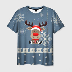 Мужская футболка 3D New Year's Deer