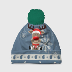 Шапка 3D c помпоном New Year's Deer