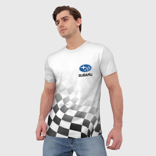 Мужская футболка 3D Subaru, Субару Спорт, Финишный флаг, цвет 3D печать - фото 3