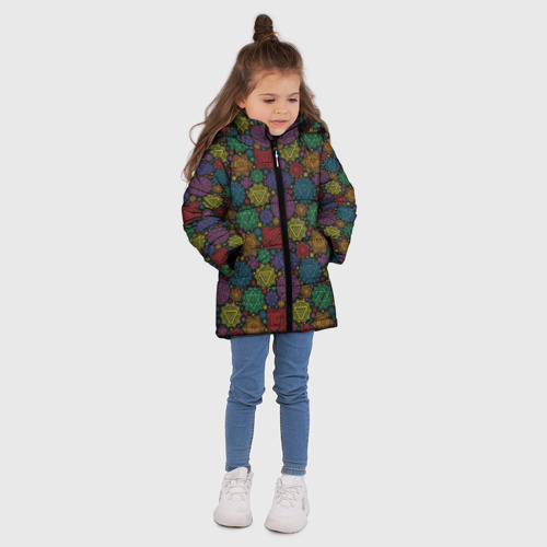 Зимняя куртка для девочек 3D Чакры Chakras, цвет черный - фото 5