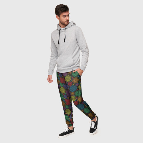 Мужские брюки 3D Чакры Chakras, цвет 3D печать - фото 3