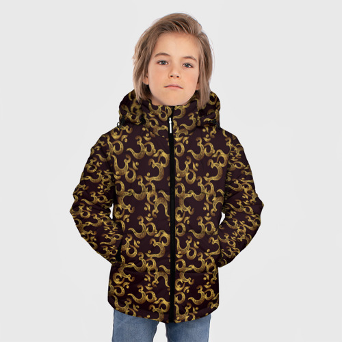 Зимняя куртка для мальчиков 3D Ом Аум - Сакральный Символ, цвет светло-серый - фото 3