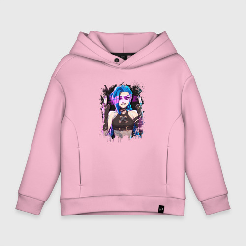 Детское худи Oversize хлопок Jinx shoot Arcane LOL, цвет светло-розовый