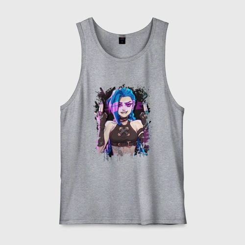 Мужская майка хлопок Jinx shoot Arcane LOL