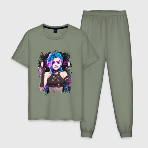 Мужская пижама хлопок Jinx shoot Arcane LOL