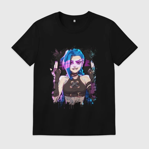 Мужская футболка хлопок Jinx shoot Arcane LOL