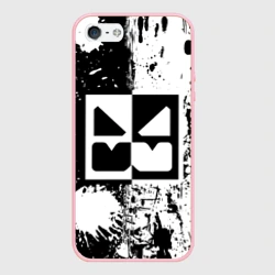 Чехол для iPhone 5/5S матовый Geometry Dash black & white smile