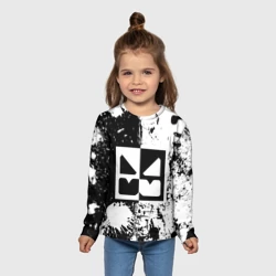 Детский лонгслив 3D Geometry Dash black & white smile - фото 2