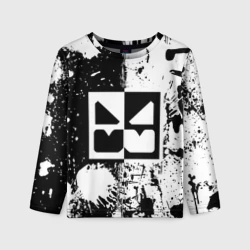 Детский лонгслив 3D Geometry Dash black & white smile