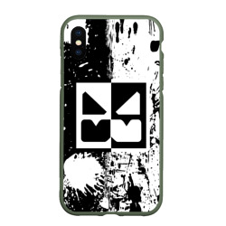Чехол для iPhone XS Max матовый Geometry Dash black & white smile
