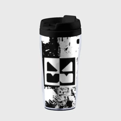 Термокружка-непроливайка Geometry Dash black & white smile